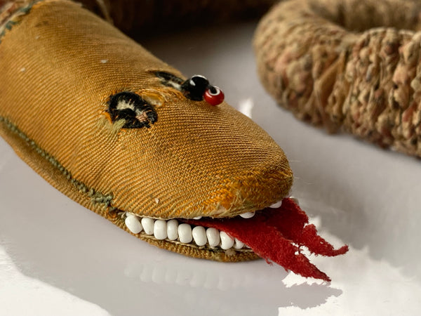 Rare Antique 19th Century Folk Art Snake Made From Postage Stamps - Source Vintage