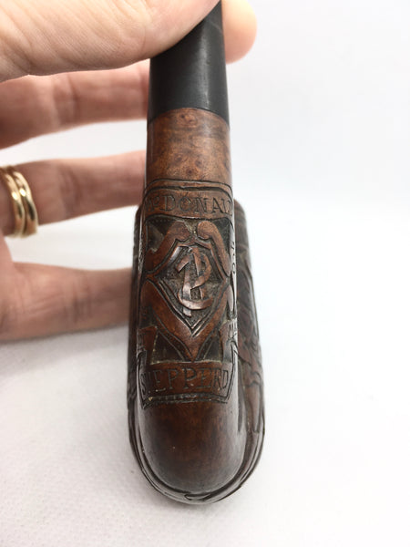 Rare Boer War Carved Briar Pipe Gift From Clr Sgt McDonald To Sgt Maj Shepperd - Source Vintage