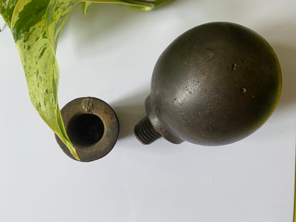 Rare Late 18th - Early 19th Century Treen And Heavy Iron Hat Block Mold - Source Vintage