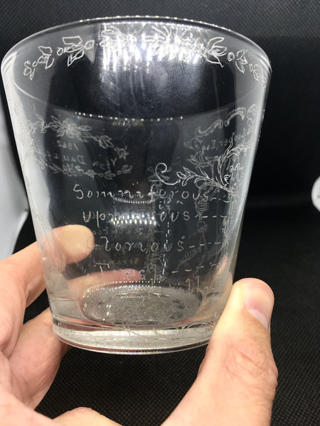 A Rare One-Off Victorian Tumbler Etched By Renowned Naturalist & Artist William Pennington Cocks 1842 - Source Vintage