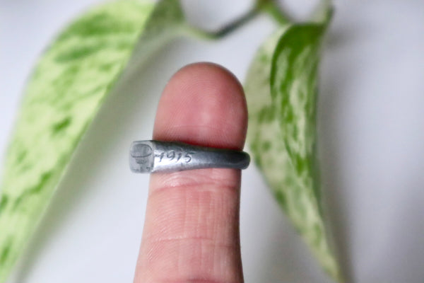 Rare Antique WW1 Zeppelin Debris Engraved Ring - Source Vintage