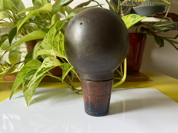 Rare Late 18th - Early 19th Century Treen And Heavy Iron Hat Block Mold - Source Vintage