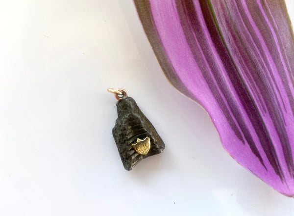 Rare Antique Boer War Shrapnel Fragment Pendant Fob With Gold Top Hoop And Cartouche 1900 - Source Vintage