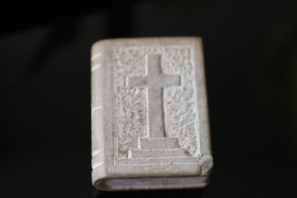 Rare WW1 Gallipoli Campaign Carved Stone Trench Art In Soldier’s Original Tin - Source Vintage