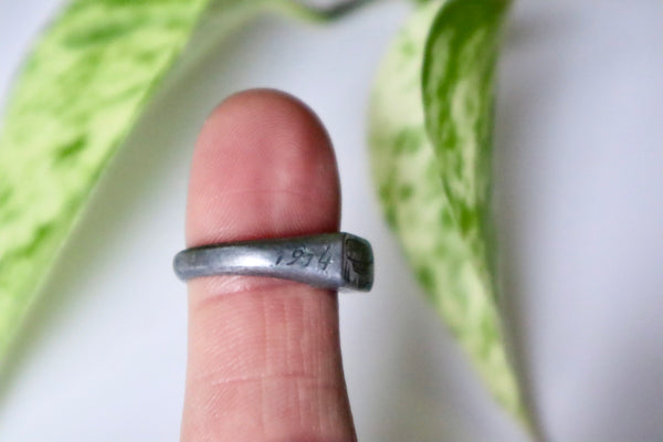 Rare Antique WW1 Zeppelin Debris Engraved Ring - Source Vintage