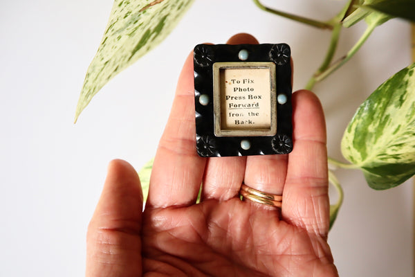 Antique Miniature Photo Frame With Cabochons And Flowers - Source Vintage