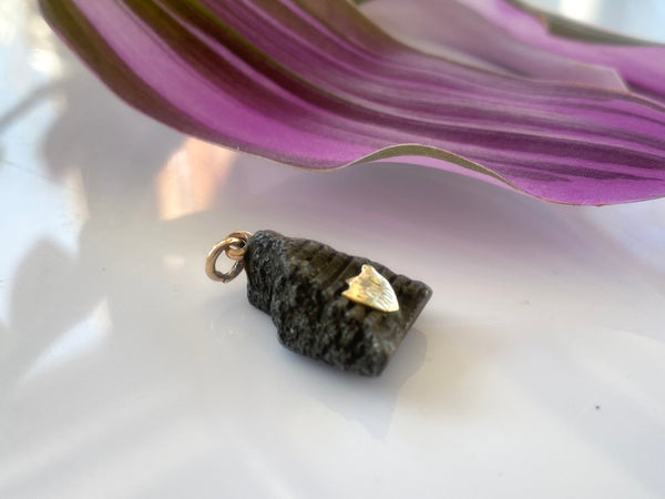 Rare Antique Boer War Shrapnel Fragment Pendant Fob With Gold Top Hoop And Cartouche 1900 - Source Vintage