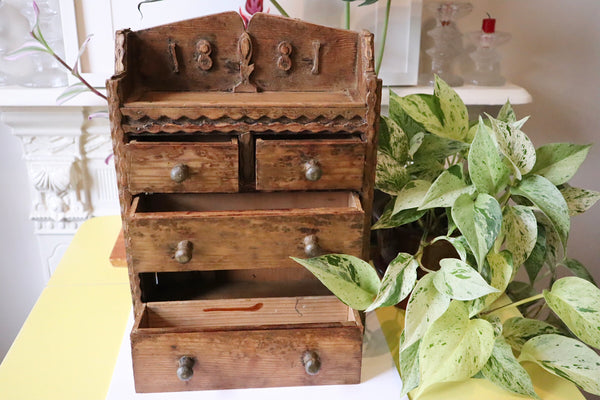 Antique Victorian Miniature Scratch Built Folk Art Sweetheart Drawers 1881 - Source Vintage