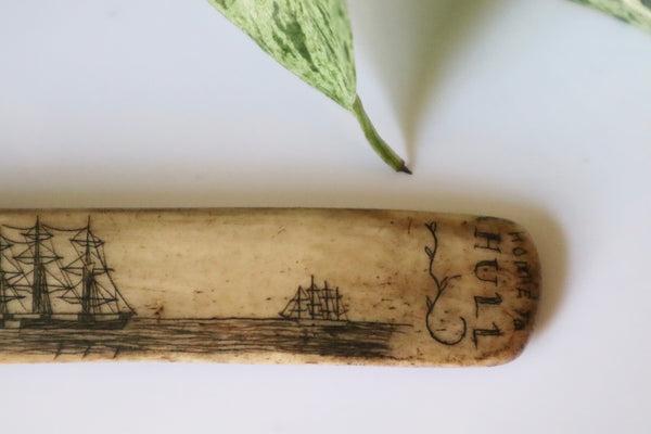 Antique 19th Century Sailor Carved Scrimshaw Sweetheart Love Token Busk ‘Home To Hull’ - Source Vintage