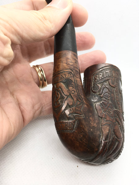 Rare Boer War Carved Briar Pipe Gift From Clr Sgt McDonald To Sgt Maj Shepperd - Source Vintage