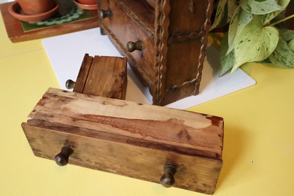Antique Victorian Miniature Scratch Built Folk Art Sweetheart Drawers 1881 - Source Vintage