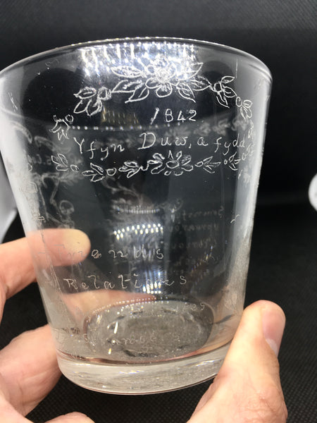 A Rare One-Off Victorian Tumbler Etched By Renowned Naturalist & Artist William Pennington Cocks 1842 - Source Vintage