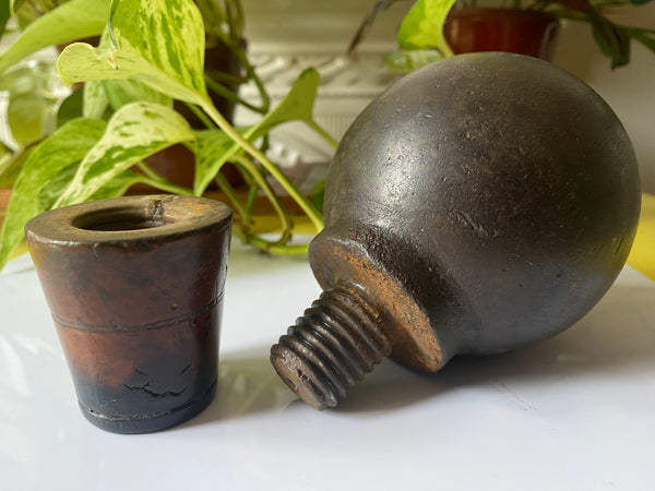 Rare Late 18th - Early 19th Century Treen And Heavy Iron Hat Block Mold - Source Vintage