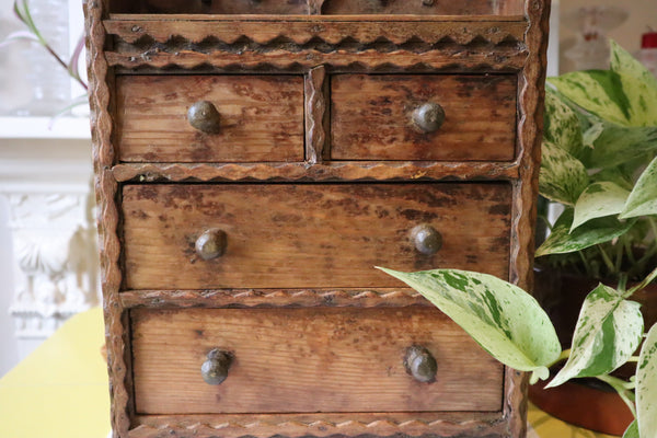 Antique Victorian Miniature Scratch Built Folk Art Sweetheart Drawers 1881 - Source Vintage