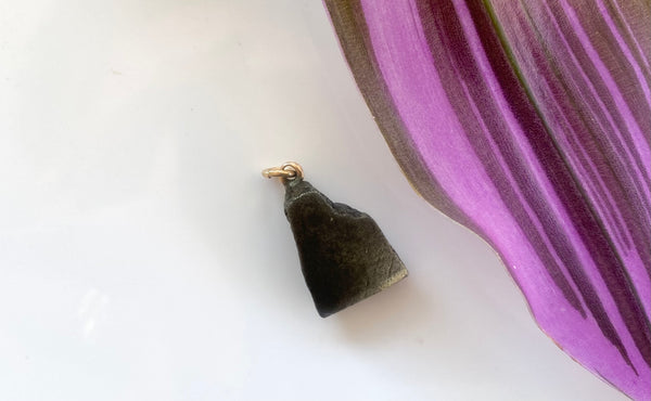 Rare Antique Boer War Shrapnel Fragment Pendant Fob With Gold Top Hoop And Cartouche 1900 - Source Vintage
