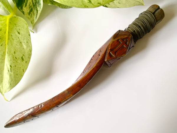 Antique 19th Century Carved Treen Knitting Sheath Sailor Love Token ‘C. Berry’ - Source Vintage