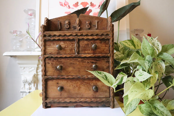 Antique Victorian Miniature Scratch Built Folk Art Sweetheart Drawers 1881 - Source Vintage
