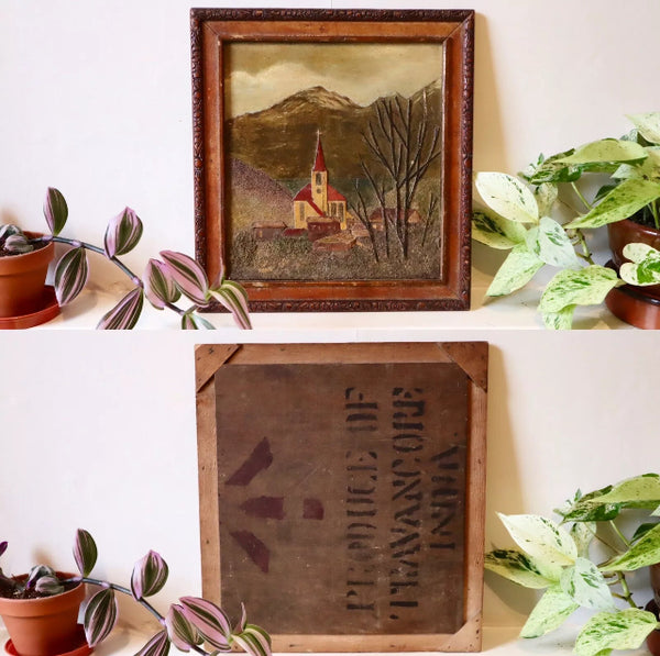 Unusual 19th Century Prisoner Of War Or Folk Art Mixed Media Painting - Source Vintage