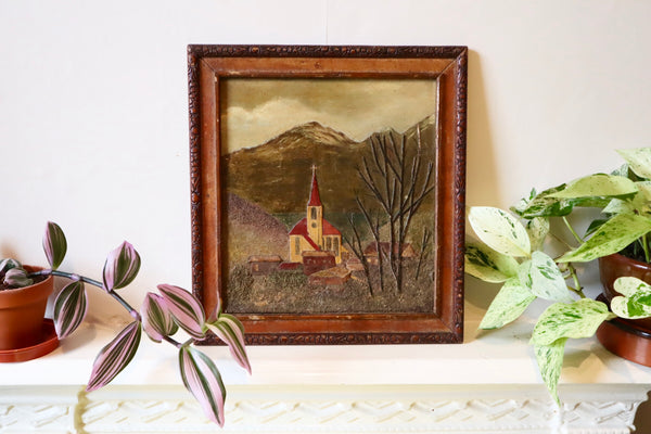 Unusual 19th Century Prisoner Of War Or Folk Art Mixed Media Painting - Source Vintage
