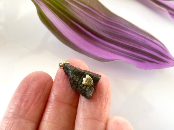 Rare Antique Boer War Shrapnel Fragment Pendant Fob With Gold Top Hoop And Cartouche 1900 - Source Vintage