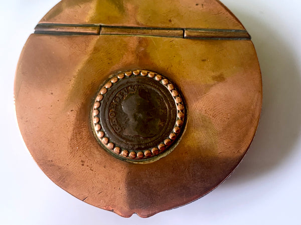 Antique 18th/19th Century Trench Art Snuff Box With George III Coin & Love Poem - Source Vintage