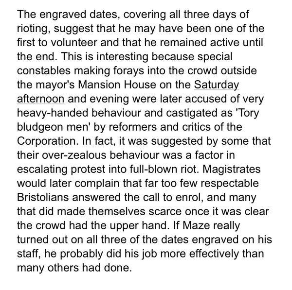 A Significant Memento From Bristol Reform Riots 1831, Peter Maze Jr, PLEASE READ - Source Vintage