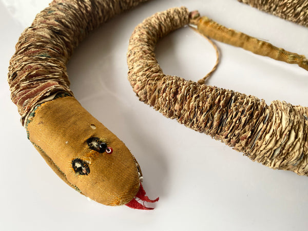 Rare Antique 19th Century Folk Art Snake Made From Postage Stamps - Source Vintage