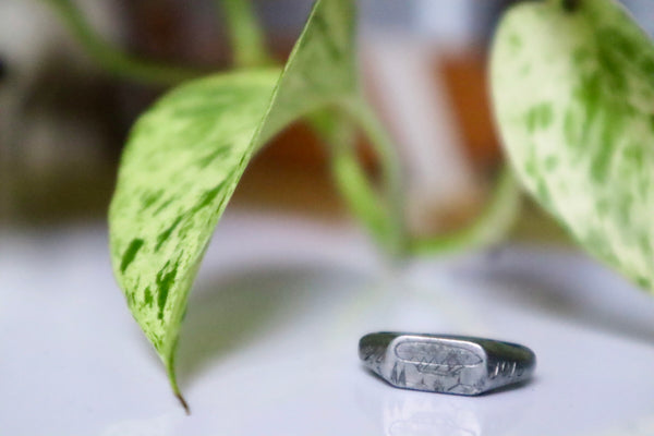 Rare Antique WW1 Zeppelin Debris Engraved Ring - Source Vintage