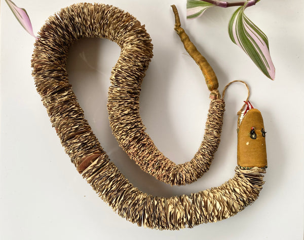 Rare Antique 19th Century Folk Art Snake Made From Postage Stamps - Source Vintage