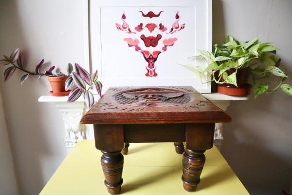 Rare Antique Carved Boer War Mafeking Robert Baden-Powell Stool - Source Vintage