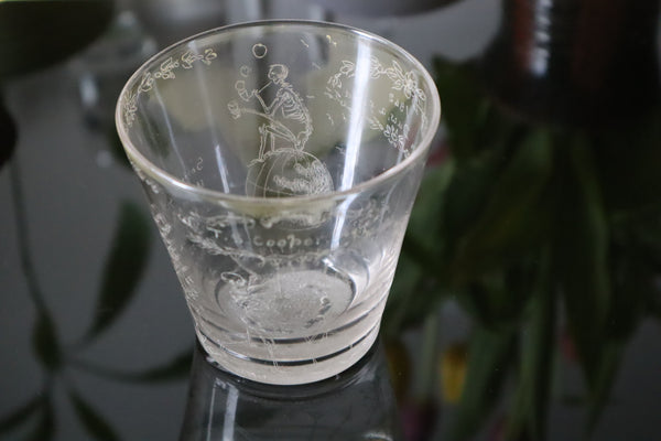 A Rare One-Off Victorian Tumbler Etched By Renowned Naturalist & Artist William Pennington Cocks 1842 - Source Vintage