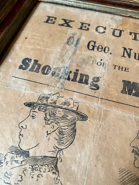 Very Rare Framed Antique 19th Century Broadside For The Execution Of George Nunn