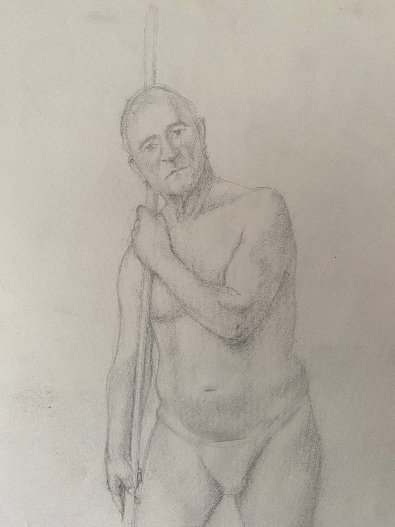 Vintage Double Sided Pen & Pencil Life Drawings Portraits Of A Nude Man