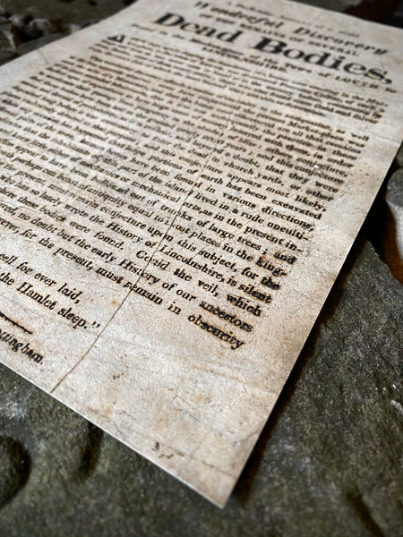 Rare 1823 Broadside – Discovery of Human Remains in Louth Marketplace - Source Vintage