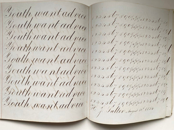 Collection Of Antique Penmanship Calligraphy Practice By Charles Salter Dated 1854