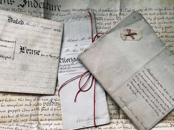 Bundle of Antique 18th-19th Century Documents Detailing The History Of A House In The City Of York