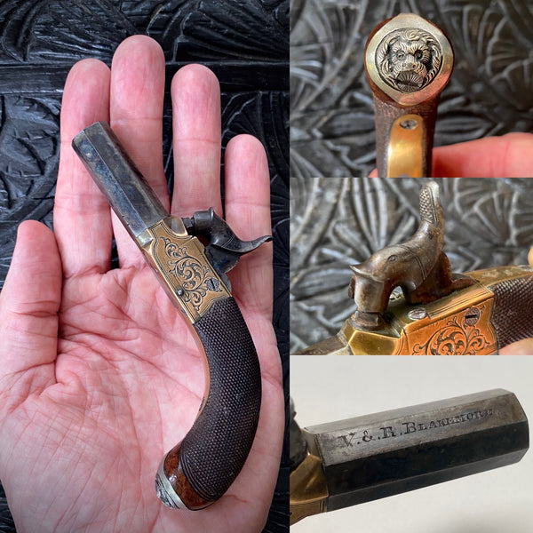 Exceptional Antique 19th Century Ladies Self-Defence Percussion Muff Pistol By V&R Blakemore