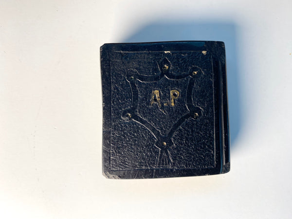Antique 19th Century Cannel Carved Coal Miner Folk Art In Form Of A Bible Initialled A.P - Source Vintage