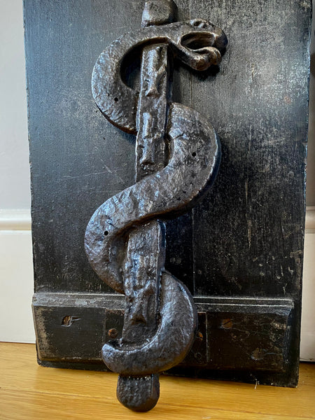 Rare Antique 19th Century Rod Of Asclepius Apothecary Trade Sign