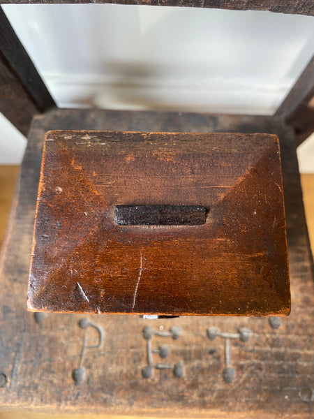 Antique Early 20th Century American Folk Art Treen Money Box In The Form Of A Fire Station With Mechanical Door