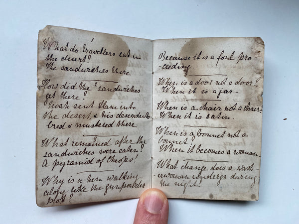 Rare Antique 19th Century Miniature Handwritten Riddles Book Dated 1869