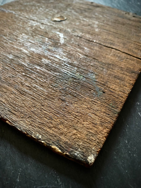 Curious Antique 18th - Early 19th Century Folk Art Painting On Board Of A Medieval Beast