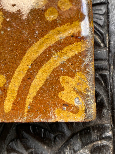 Antique Late 16th Century Glazed Rampant Lion Floor Tile Ex Alison Barker Collection