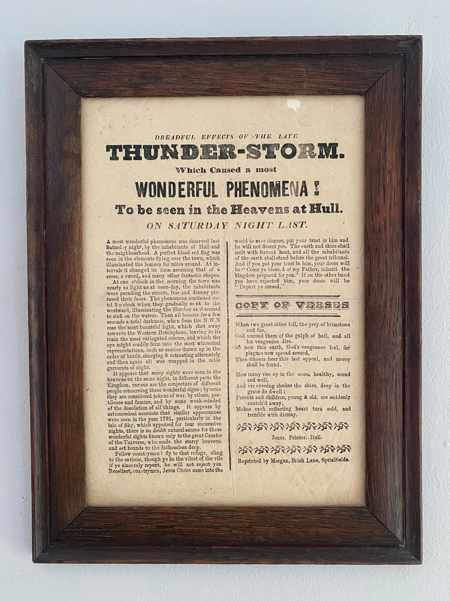 Rare Antique 19th Century Broadside Describing A Terrifying Event Over Hull