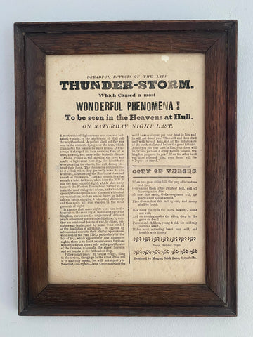 Rare Antique 19th Century Broadside Describing A Terrifying Event Over Hull