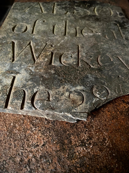 Rare Antique 18th Century Slate Gravestone Fragment ‘Wickey’
