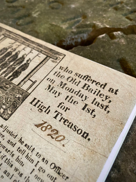 Rare Antique 19th Century Execution Broadside For The Execution Of Arthur Thistlewood and the Cato Street conspirators 1820