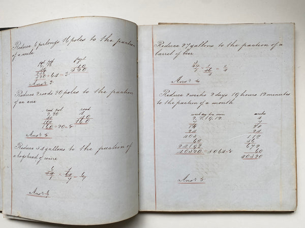 Collection Of Antique Penmanship Calligraphy Practice Mathematics Book By Charles Salter Dated 1852