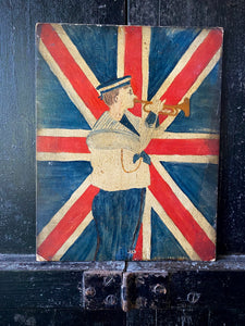Antique Early 20th Century Naive Folk Art Oil On Board Painting Signed & Dated 1906