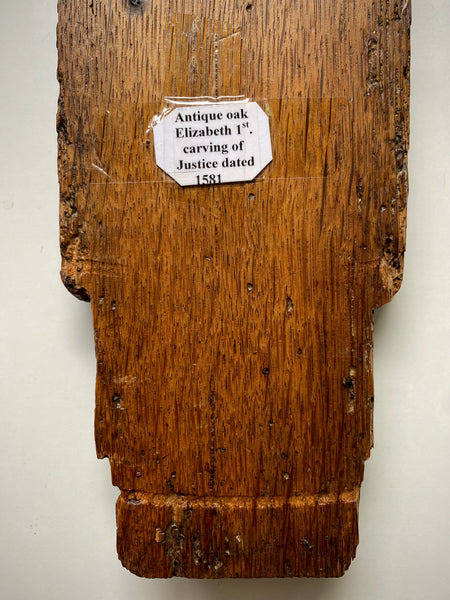 Rare Antique 16th Century Oak Carving Of Justice Dated 1581
